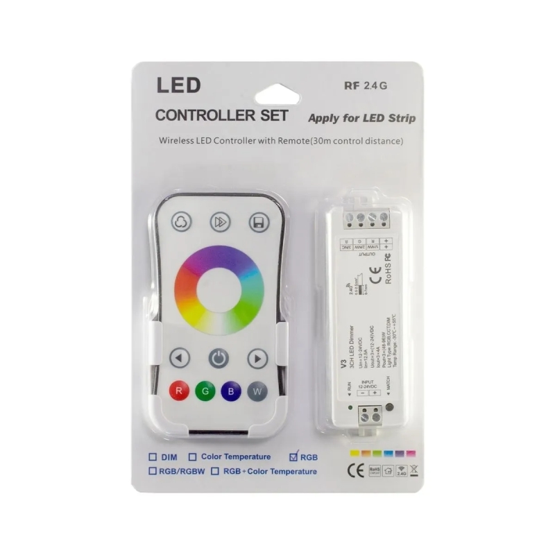 Комплект ELFLED (RGB-контроллер TC3 3*10А и Пульт RGB 1-зоновый 2.4G)